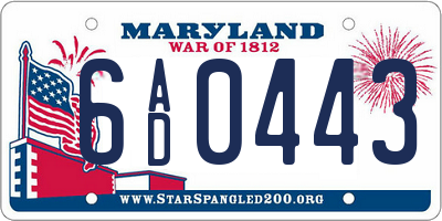 MD license plate 6AD0443