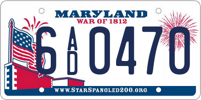 MD license plate 6AD0470