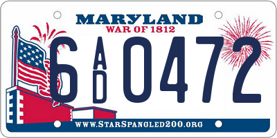 MD license plate 6AD0472