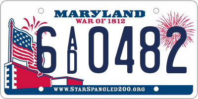 MD license plate 6AD0482