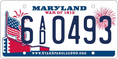 MD license plate 6AD0493