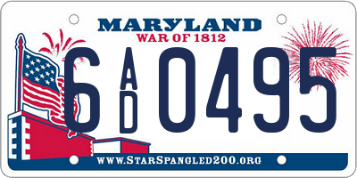 MD license plate 6AD0495