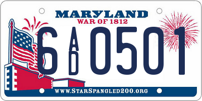 MD license plate 6AD0501
