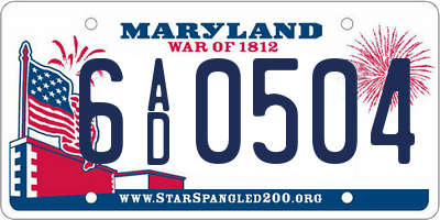 MD license plate 6AD0504