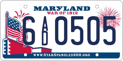 MD license plate 6AD0505