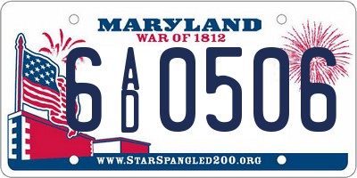 MD license plate 6AD0506