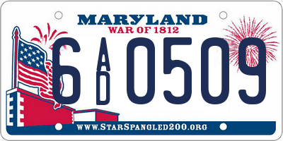 MD license plate 6AD0509