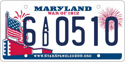 MD license plate 6AD0510