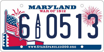 MD license plate 6AD0513