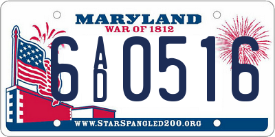 MD license plate 6AD0516