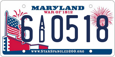 MD license plate 6AD0518