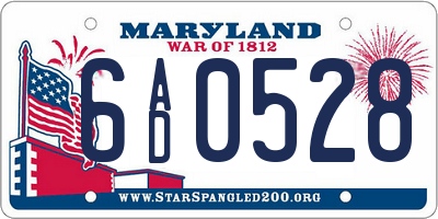 MD license plate 6AD0528
