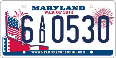 MD license plate 6AD0530