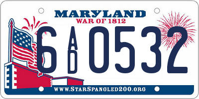 MD license plate 6AD0532