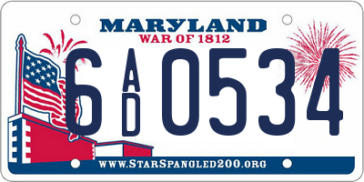 MD license plate 6AD0534