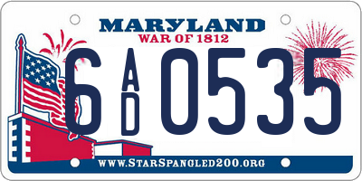 MD license plate 6AD0535