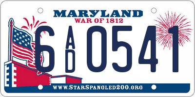 MD license plate 6AD0541