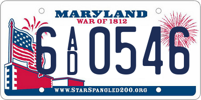 MD license plate 6AD0546