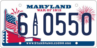 MD license plate 6AD0550