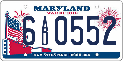 MD license plate 6AD0552