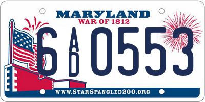 MD license plate 6AD0553