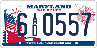 MD license plate 6AD0557
