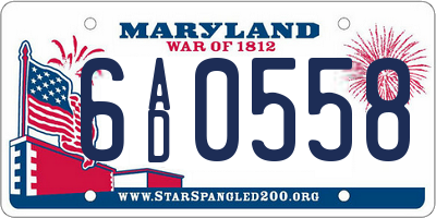 MD license plate 6AD0558