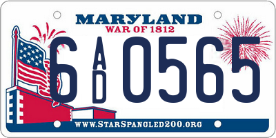 MD license plate 6AD0565