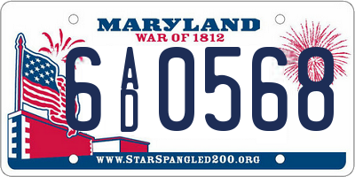 MD license plate 6AD0568