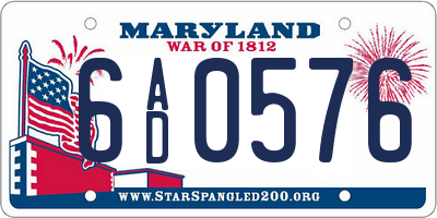 MD license plate 6AD0576