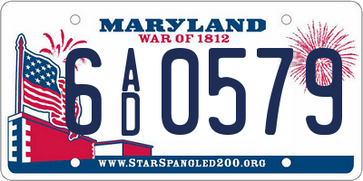 MD license plate 6AD0579