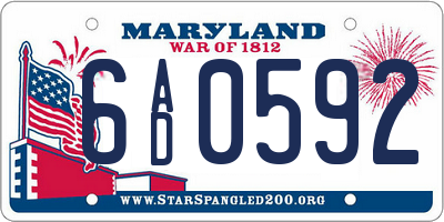 MD license plate 6AD0592