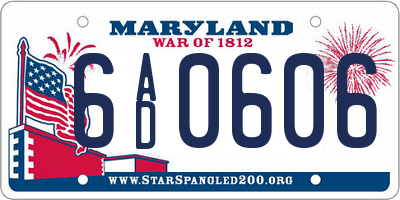 MD license plate 6AD0606