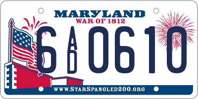 MD license plate 6AD0610