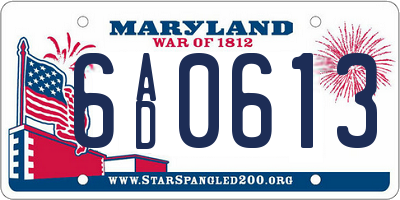 MD license plate 6AD0613