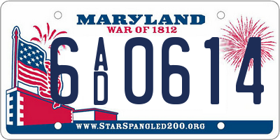 MD license plate 6AD0614