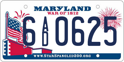 MD license plate 6AD0625