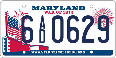 MD license plate 6AD0629