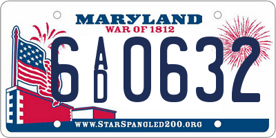 MD license plate 6AD0632