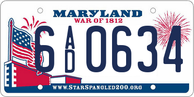 MD license plate 6AD0634