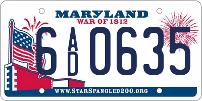 MD license plate 6AD0635