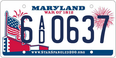 MD license plate 6AD0637