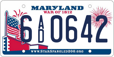 MD license plate 6AD0642