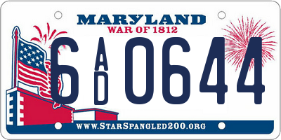 MD license plate 6AD0644