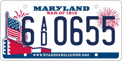 MD license plate 6AD0655