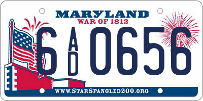 MD license plate 6AD0656