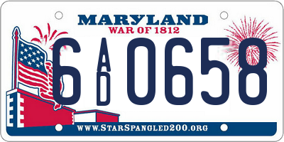 MD license plate 6AD0658