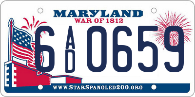 MD license plate 6AD0659
