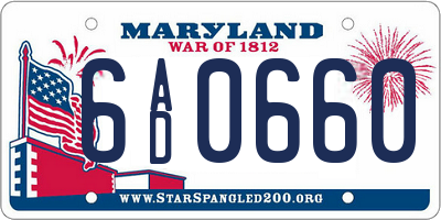 MD license plate 6AD0660