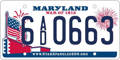 MD license plate 6AD0663